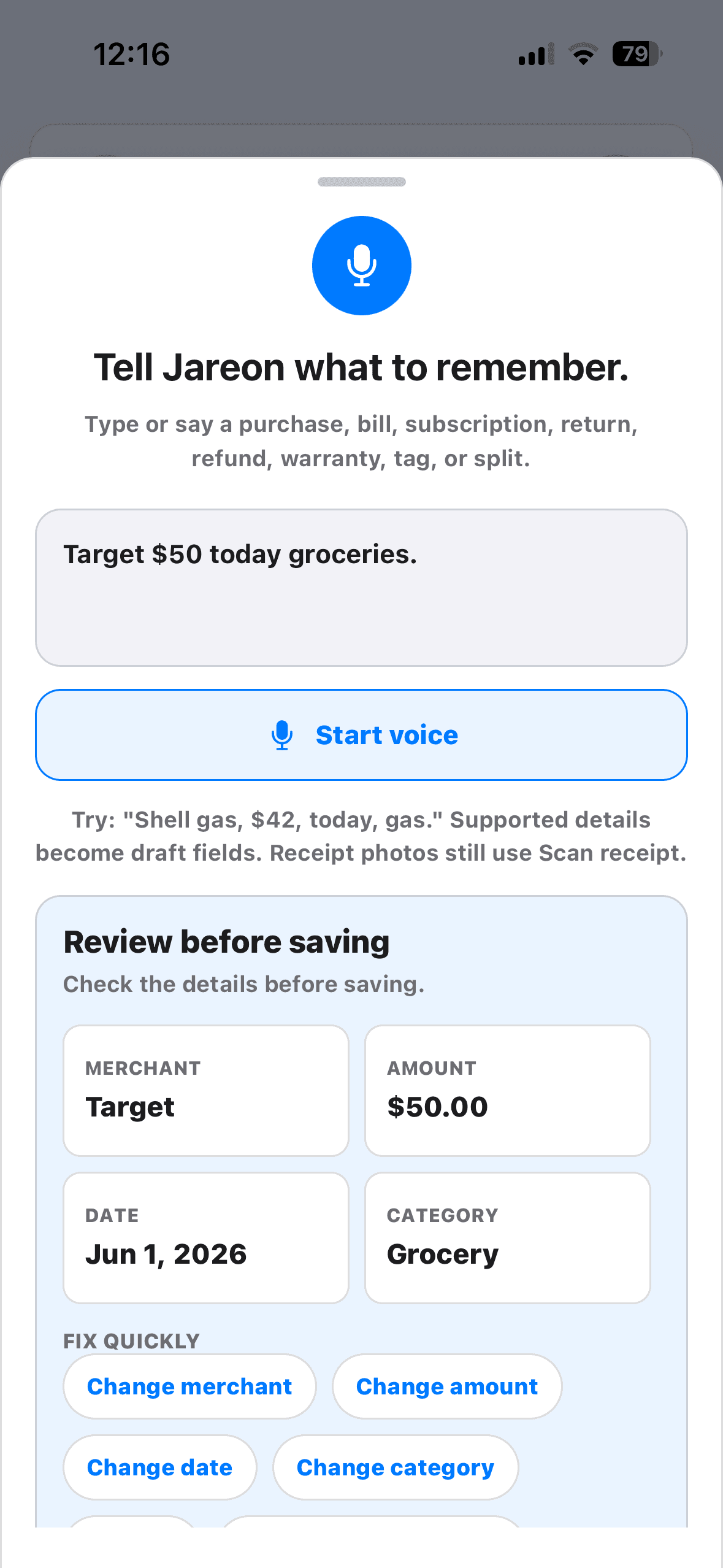 Jareon draft review screen.