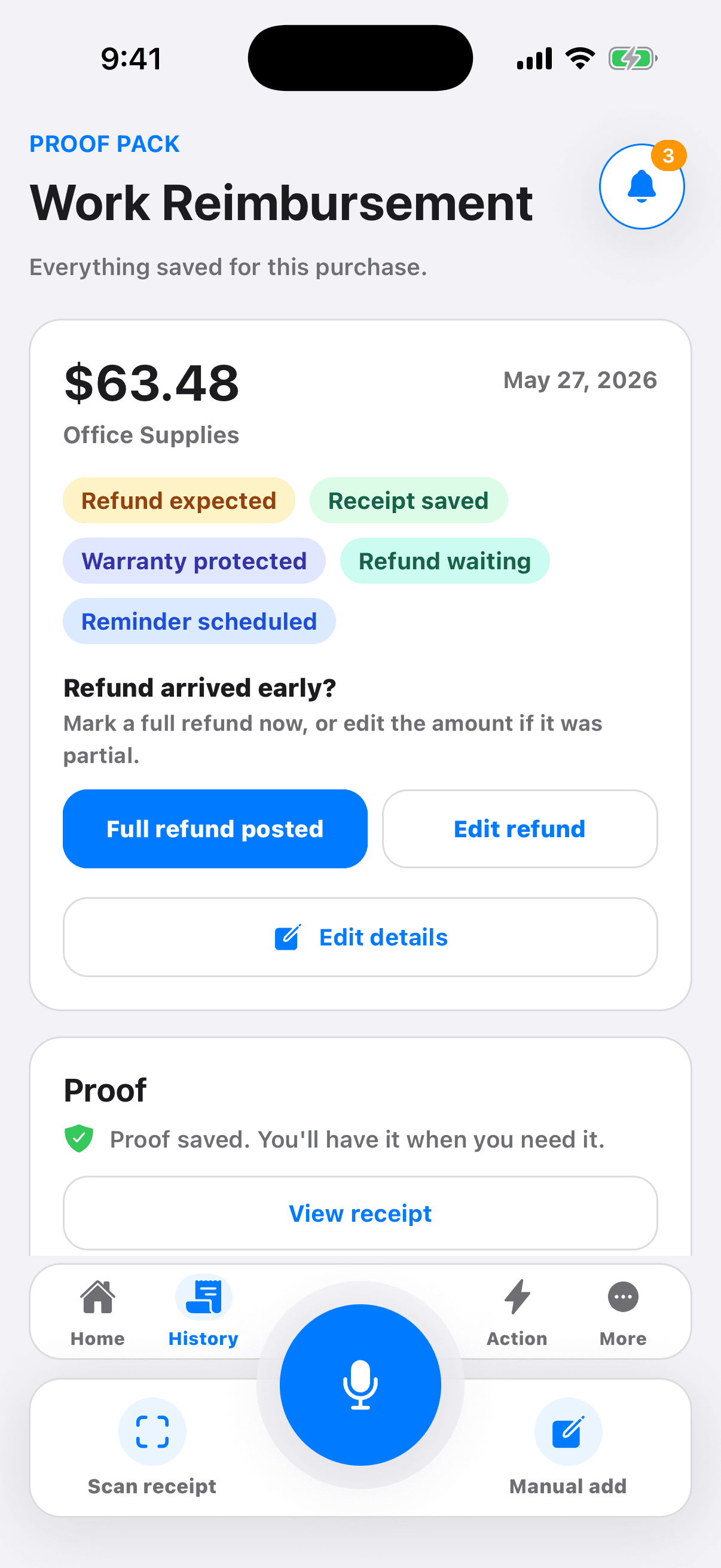 Jareon work reimbursement scenario.
