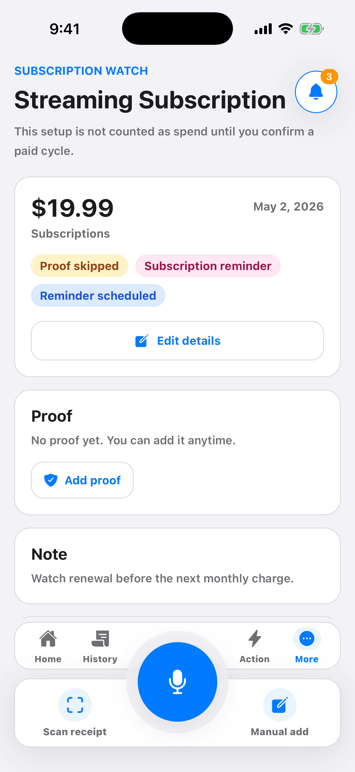 Jareon subscription renewal scenario.